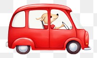 PNG Dog drives red car vehicle travel van. AI generated Image by rawpixel.