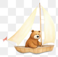 PNG Bear sailing sailboat vehicle toy. 