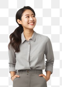 PNG Happy young Asian woman casual dressed standing portrait blouse smile. 