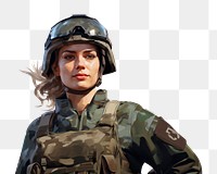 PNG  Female soldier smiling military helmet army. AI generated Image by rawpixel.