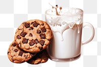 PNG Chocolate cookie milk dessert. AI generated Image by rawpixel.