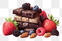 PNG Strawberry chocolate blueberry raspberry. AI generated Image by rawpixel.