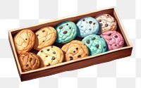 PNG  Cookies food wood box. AI generated Image by rawpixel.