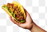 PNG  Mexican taco beef holding yellow food. AI generated Image by rawpixel.