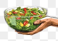 PNG Hand hold salad bowl vegetable freshness lettuce. 