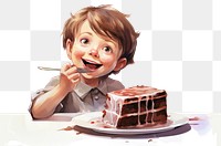 PNG Kid eats cake dessert eating food. AI generated Image by rawpixel.