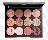 PNG Eyeshadow palette cosmetics white background arrangement. 