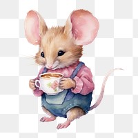 PNG Mice drinking tea rat rodent mammal. AI generated Image by rawpixel.