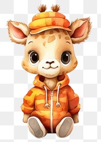 PNG Cute baby giraffe cartoon mammal toy. 