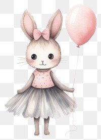 PNG Ballerina rabbit balloon cartoon cute. 