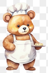 PNG Bear wearing chef costume cartoon cute food. 