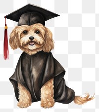 PNG Graduation dog cartoon animal. 