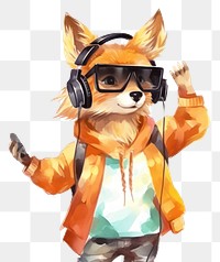 PNG Fox wearing VR glasses cartoon representation sunglasses. 