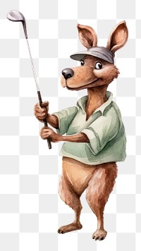 PNG Kangaroo playing golf cartoon mammal animal. 