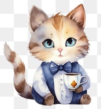 PNG Cute cat drinkning coffee mammal animal kitten. 