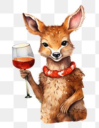 PNG Cute deer drinking wine mammal animal refreshment. 