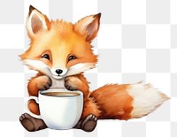 PNG Fox drinking coffee mammal cup mug. 