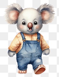 PNG Koalas wearing jeans overalls cartoon cute rat. 