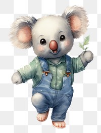 PNG Koalas wearing jeans overalls cartoon cute rat. 