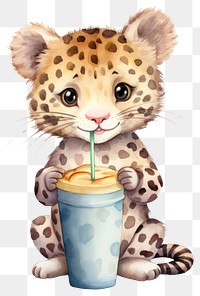 PNG Leopard eating protein shake cheetah mammal drink. 