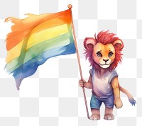 PNG Lion carrying pride month flag representation creativity carnivora. AI generated Image by rawpixel.