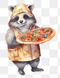 PNG Raccoon making pizza mammal animal food. 