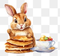 PNG Rabbit eating pancake rodent animal mammal. AI generated Image by rawpixel.