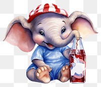 PNG Small elephant drinking cola mammal representation refreshment. 