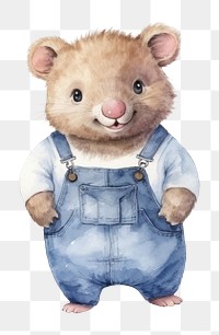 PNG Wombats wearing jeans overalls rat cartoon rodent. 