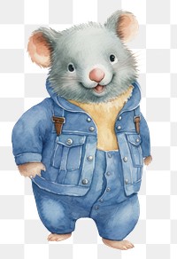 PNG Wombats wearing jeans overalls cartoon mammal animal. 