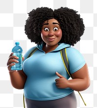 PNG Black chubby woman cartoon bottle adult. AI generated Image by rawpixel.
