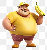 PNG Chubby man banana cartoon white background. AI generated Image by rawpixel.