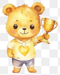 PNG Bear holding trophy cute. 