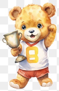 PNG Bear holding trophy cute. 