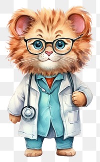 PNG Lion doctor glasses cute representation. 