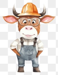 PNG Cow engineer animal livestock cartoon. AI generated Image by rawpixel.