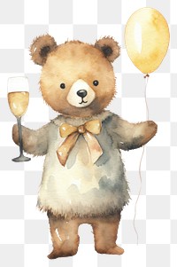 PNG Bear glass champagne balloon. 