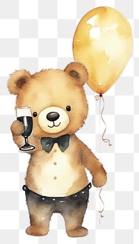 PNG Bear balloon holding cartoon. 