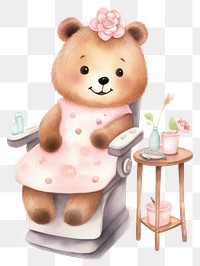 PNG Bear character beauty salon cartoon cute toy. AI generated Image by rawpixel.