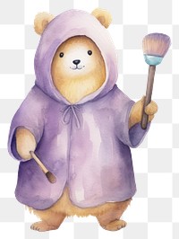 PNG Bear character holding makeup tool figurine cartoon toy. 