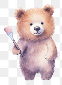 PNG Brush bear cute toy. AI generated Image by rawpixel.