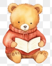 PNG Bear reading cartoon cute toy. 