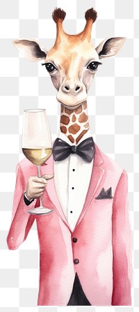 PNG Giraffe animal champagne cartoon. 