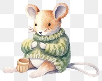 PNG Mouse knitting a sock animal cartoon rodent. 