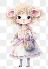 PNG Sheep character beauty salon cartoon doll cute. 