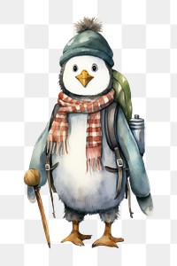 PNG Penguin backpacker snowman cartoon winter. 