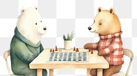 PNG Cute animals playing chess cartoon mammal game. AI generated Image by rawpixel.