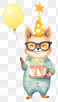 PNG Fox birthday glasses balloon. 