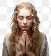 PNG Pray portrait female adult. AI generated Image by rawpixel.