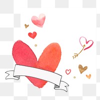 PNG Valentine's heart note element, transparent background